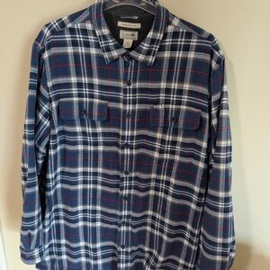 L.L. Bean Blue Plaid Fleece-Lined Flannel Shirt/Jacket